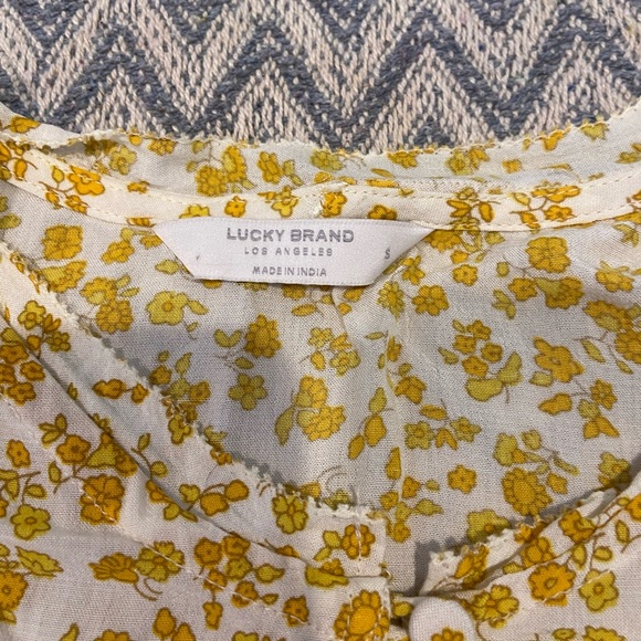 Lucky Brand Tulip Sleeve Yellow Flower Blouse Small - Picture 13 of 14